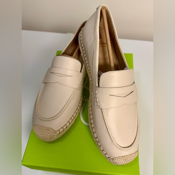 NWB Sam Edelman Kai espadrille cream off white flat leather loafer size 8 1/2 - Picture 3 of 8